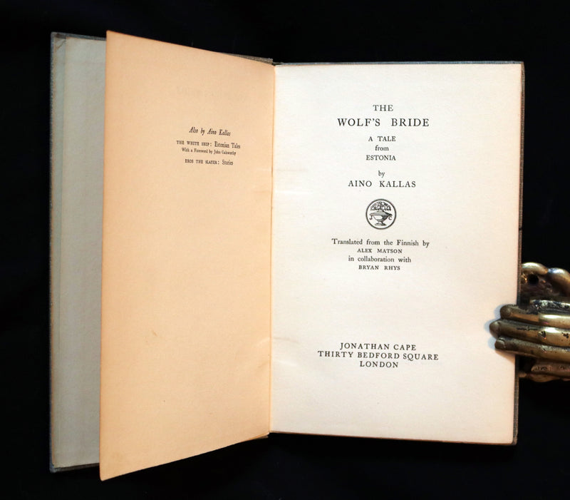 1930 Rare First Edition on Werewolves - (Sudenmorsian ) THE WOLF'S BRIDE: A TALE FROM ESTONIA by Aino Kallas.
