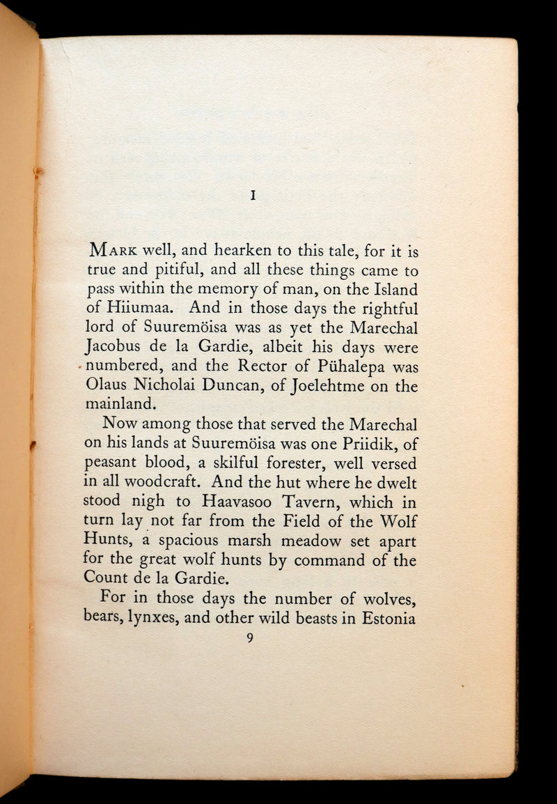 1930 Rare First Edition on Werewolves - (Sudenmorsian ) THE WOLF'S BRIDE: A TALE FROM ESTONIA by Aino Kallas.