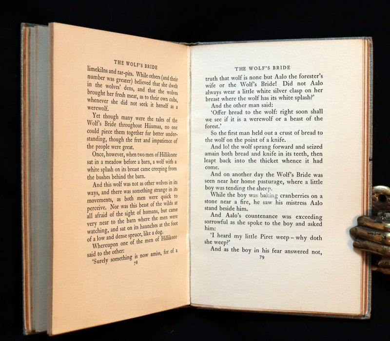 1930 Rare First Edition on Werewolves - (Sudenmorsian ) THE WOLF'S BRIDE: A TALE FROM ESTONIA by Aino Kallas.