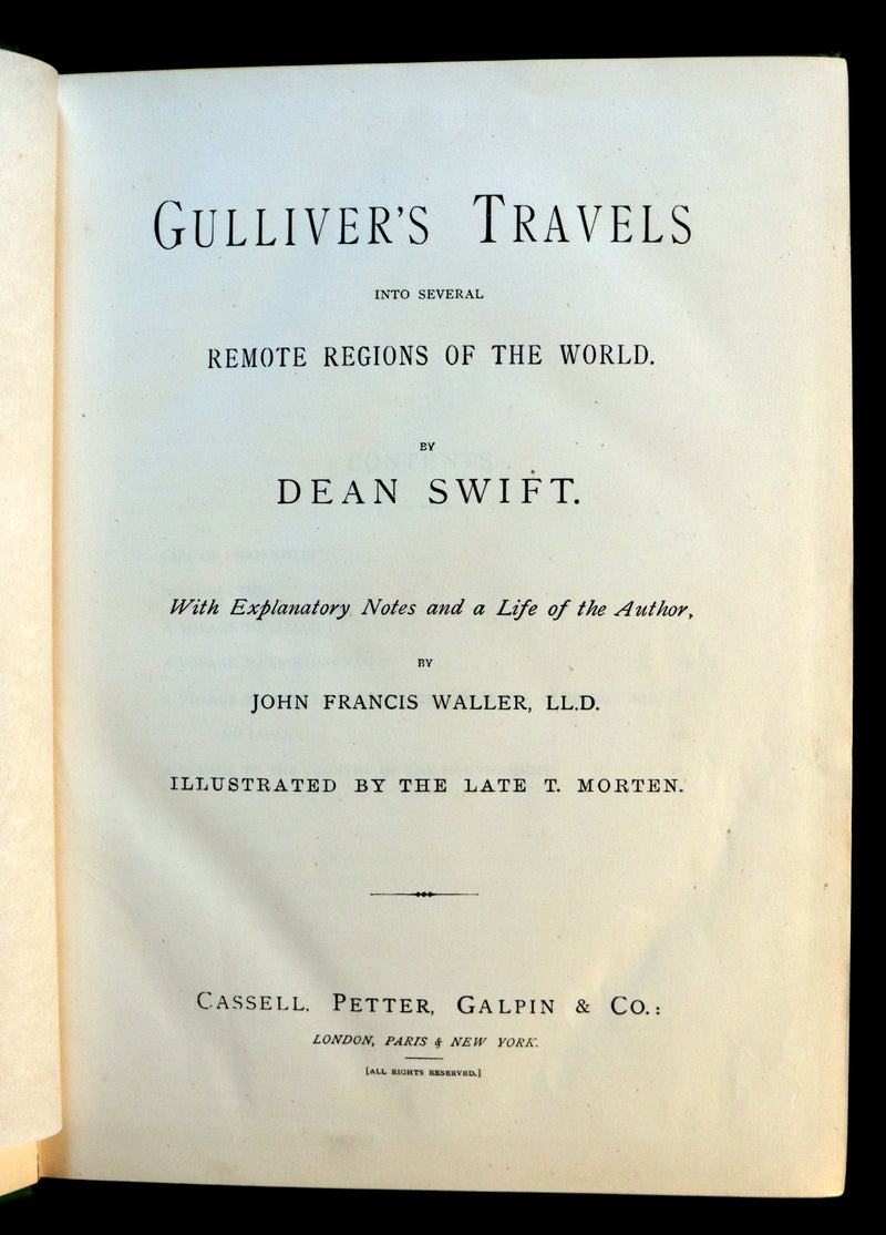 1884 Rare Victorian Book - GULLIVER's Travels Into Several Remote Nations of the World illustrated by Thomas Morten.