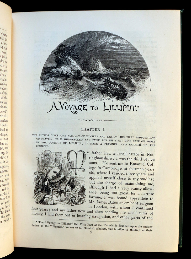 1884 Rare Victorian Book - GULLIVER's Travels Into Several Remote Nations of the World illustrated by Thomas Morten.