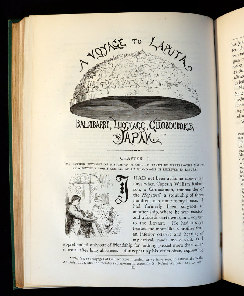1884 Rare Victorian Book - GULLIVER's Travels Into Several Remote Nations of the World illustrated by Thomas Morten.
