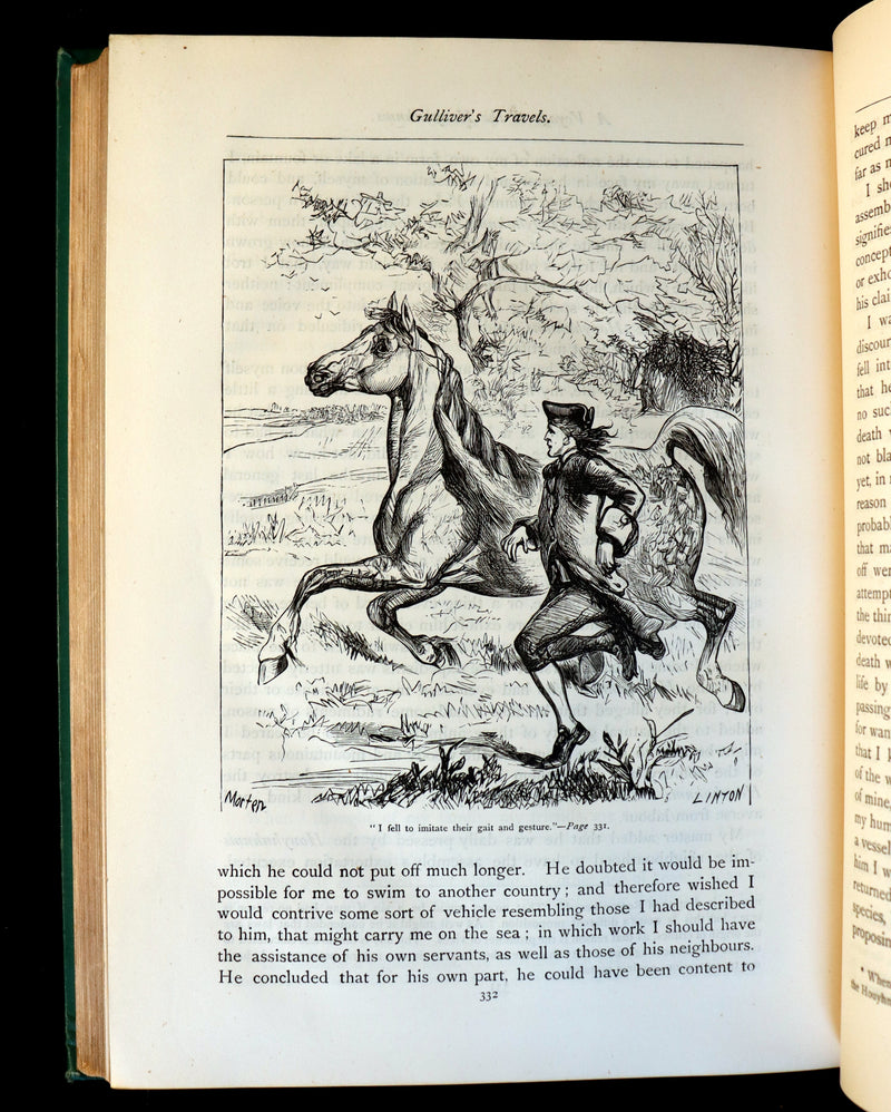 1884 Rare Victorian Book - GULLIVER's Travels Into Several Remote Nations of the World illustrated by Thomas Morten.