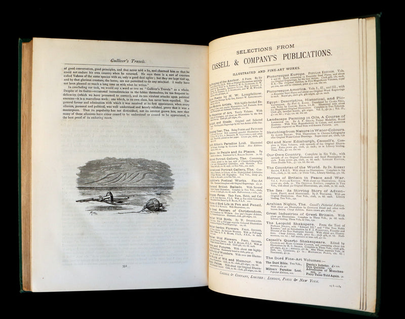 1884 Rare Victorian Book - GULLIVER's Travels Into Several Remote Nations of the World illustrated by Thomas Morten.