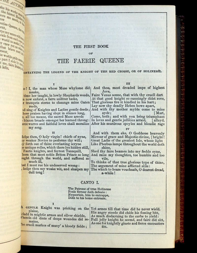 1869 Rare Book in a beautiful BINDING ~ The FAERIE QUEENE & The Complete Works of Edmund SPENSER.