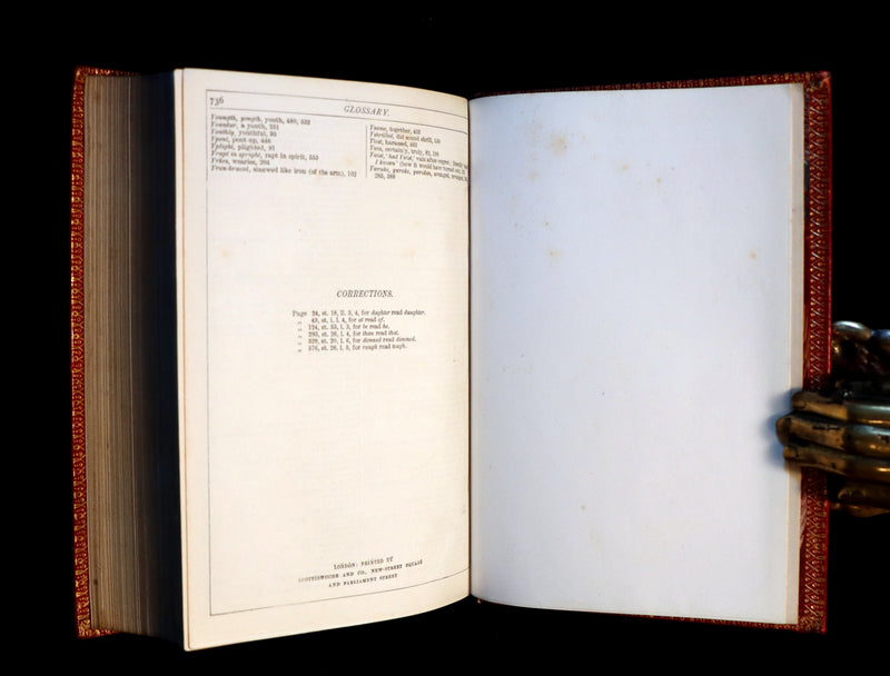 1869 Rare Book in a beautiful BINDING ~ The FAERIE QUEENE & The Complete Works of Edmund SPENSER.