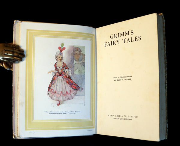 1930 Scarce Book - GRIMM's FAIRY Tales with 24 Colour Plates By Harry G. Theaker.