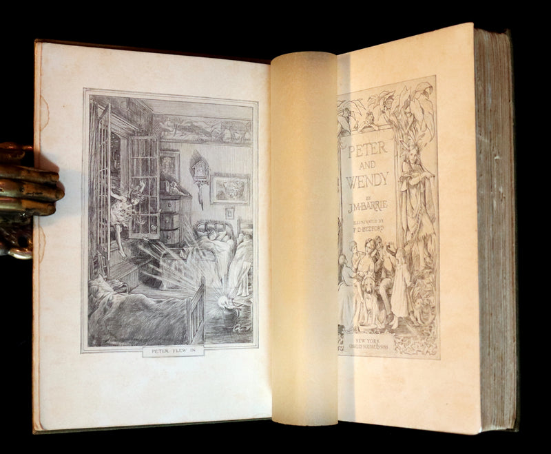 1911 Rare PETER PAN First Edition - PETER and WENDY by James Matthew Barrie illustrated by F.D. Bedford.