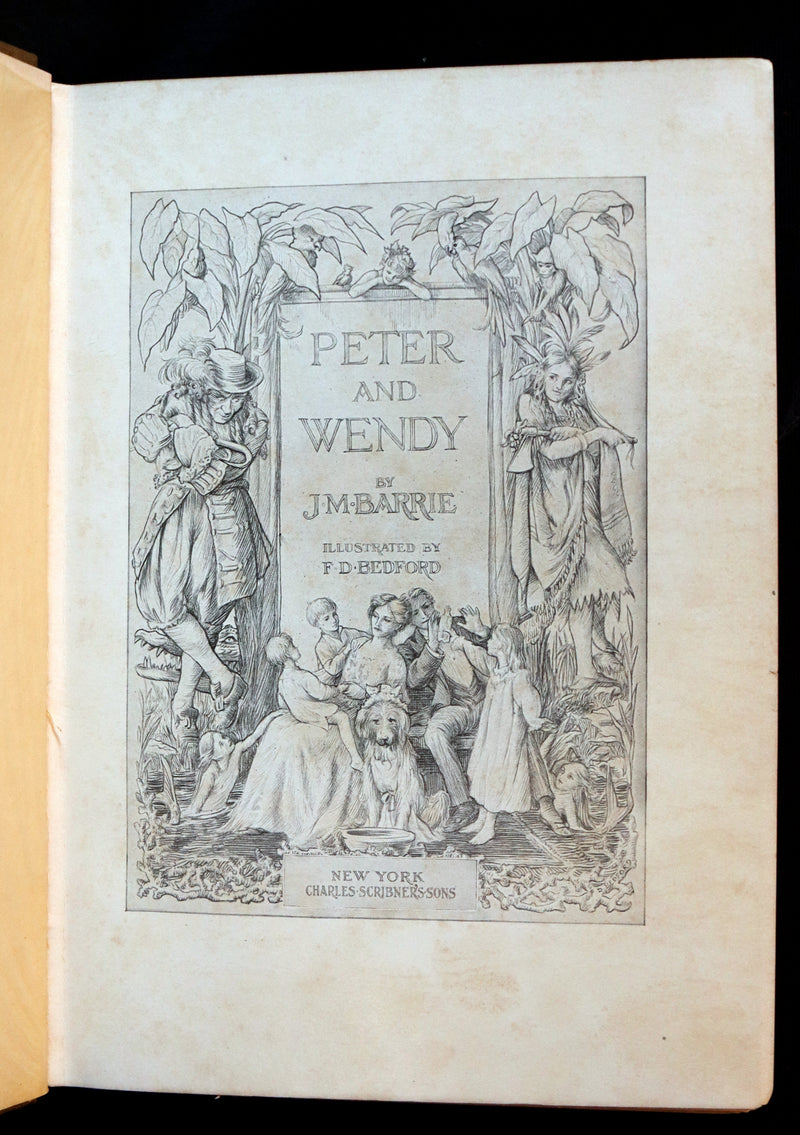 1911 Rare PETER PAN First Edition - PETER and WENDY by James Matthew Barrie illustrated by F.D. Bedford.