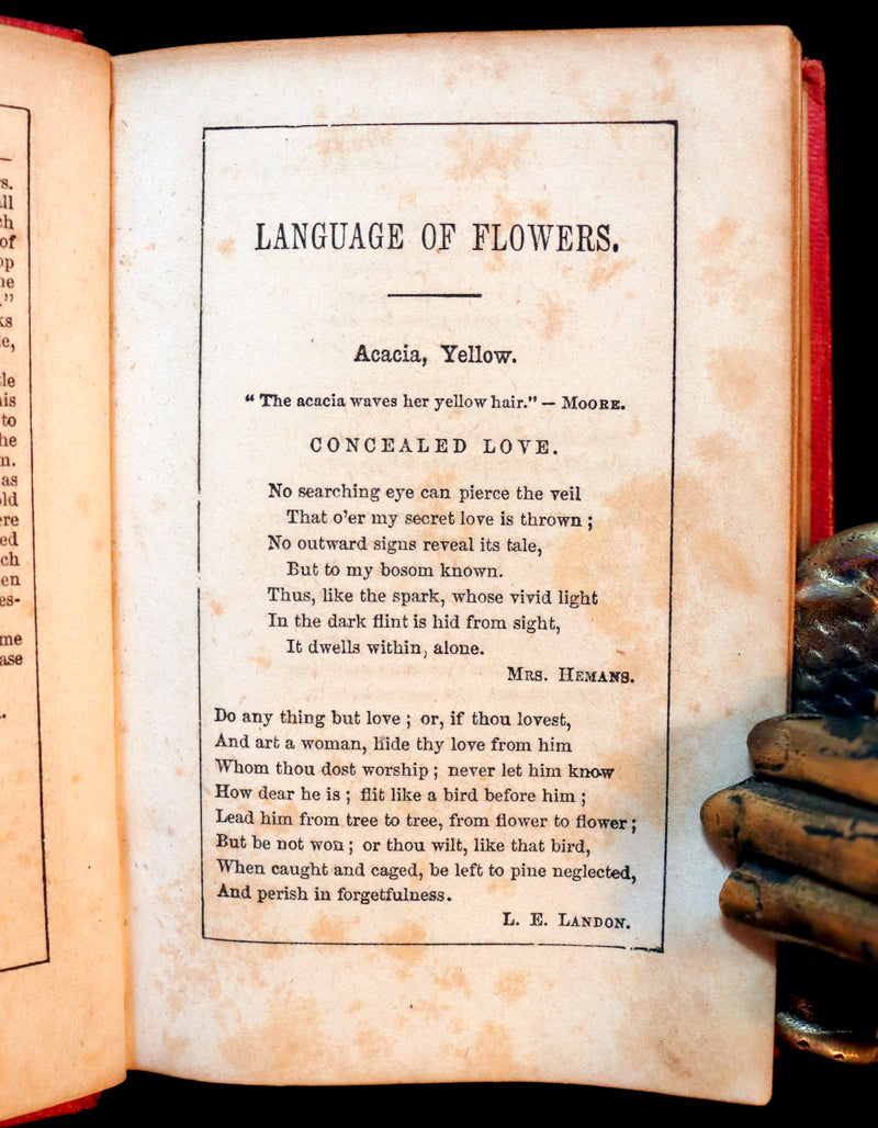 1847 Scarce Floriography Book ~ The Language Of Flowers, Complete Flora's Album with coloured plates.