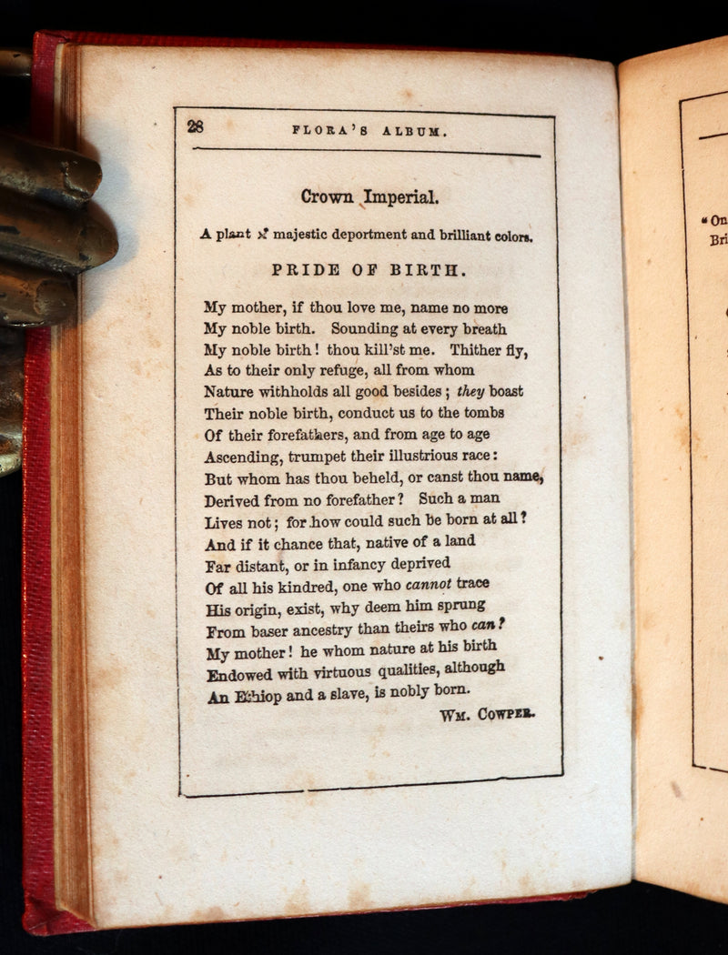 1847 Scarce Floriography Book ~ The Language Of Flowers, Complete Flora's Album with coloured plates.
