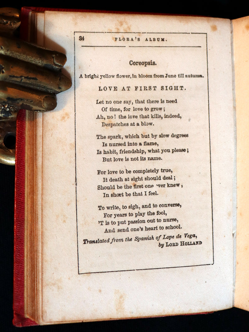 1847 Scarce Floriography Book ~ The Language Of Flowers, Complete Flora's Album with coloured plates.