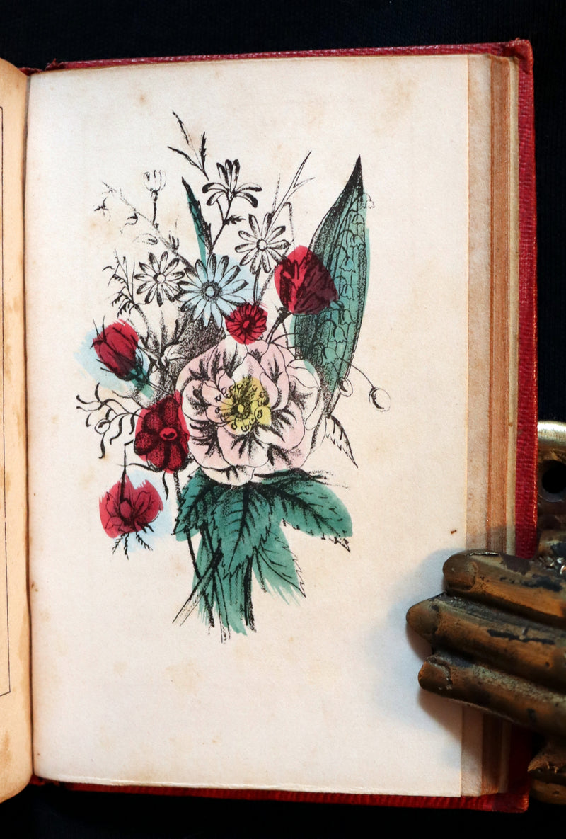 1847 Scarce Floriography Book ~ The Language Of Flowers, Complete Flora's Album with coloured plates.