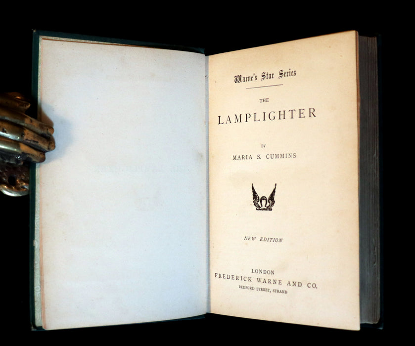 1890 Rare Victorian Book - The LAMPLIGHTER by Maria Susanna Cummins.