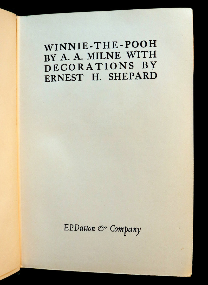 1926 Rare First Edition - WINNIE-THE-POOH by A.A. Milne & Illustrated by E.H. Shepard.