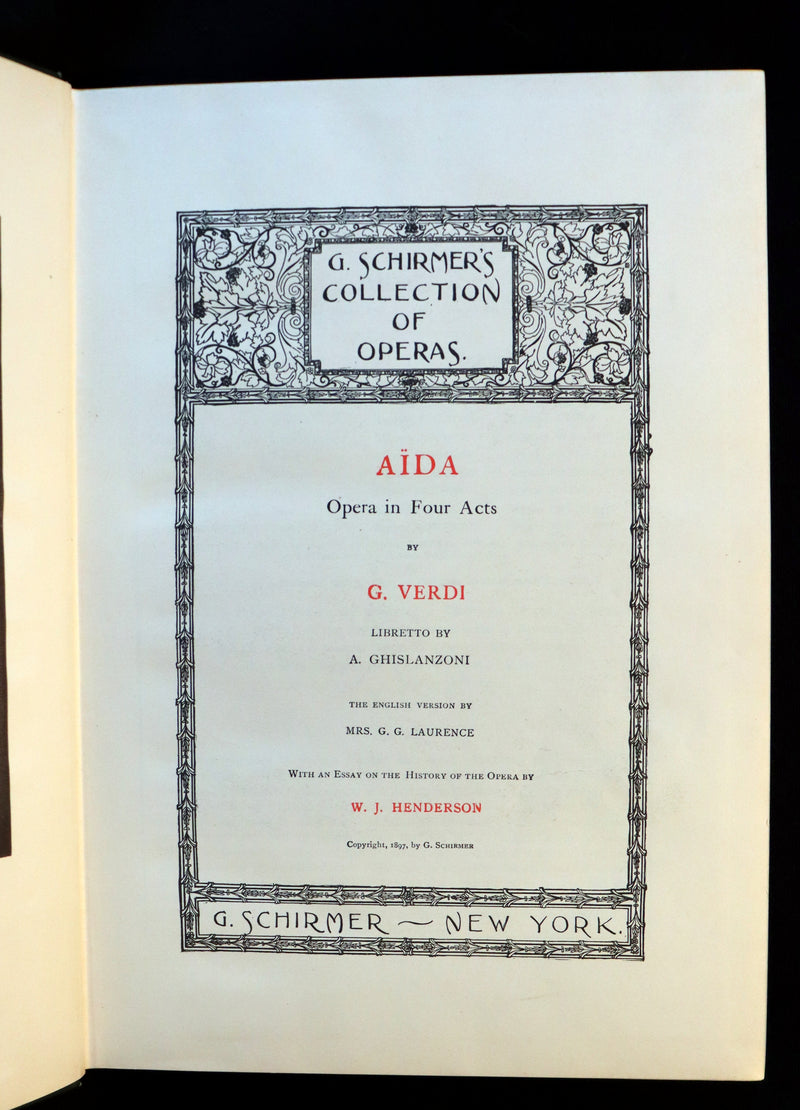 1897 Rare Victorian edition of VERDI's AÏDA Opera in Four Acts - Music scores and Libretto.