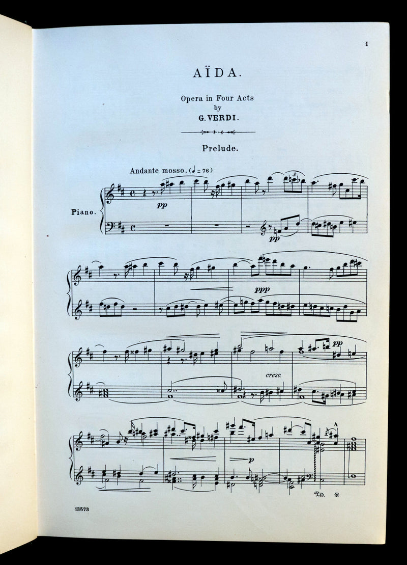 1897 Rare Victorian edition of VERDI's AÏDA Opera in Four Acts - Music scores and Libretto.