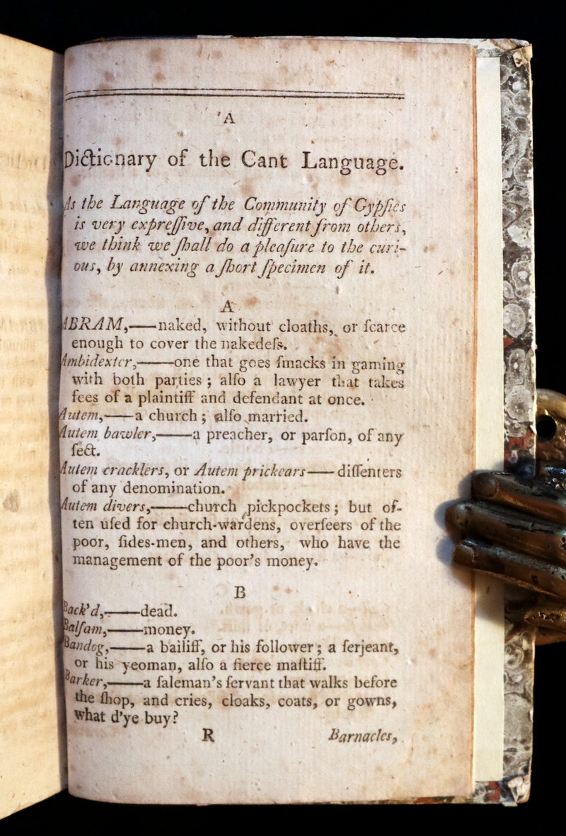 1789 Scarce Book - Life And Adventures Of Bampfylde-Moore Carew, Gypsies, America, Cant Language.