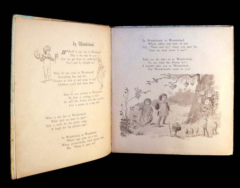 1896 Scarce Nister Revolving Toy Book - IN WONDERLAND with 8 chromolithographed volvelles.