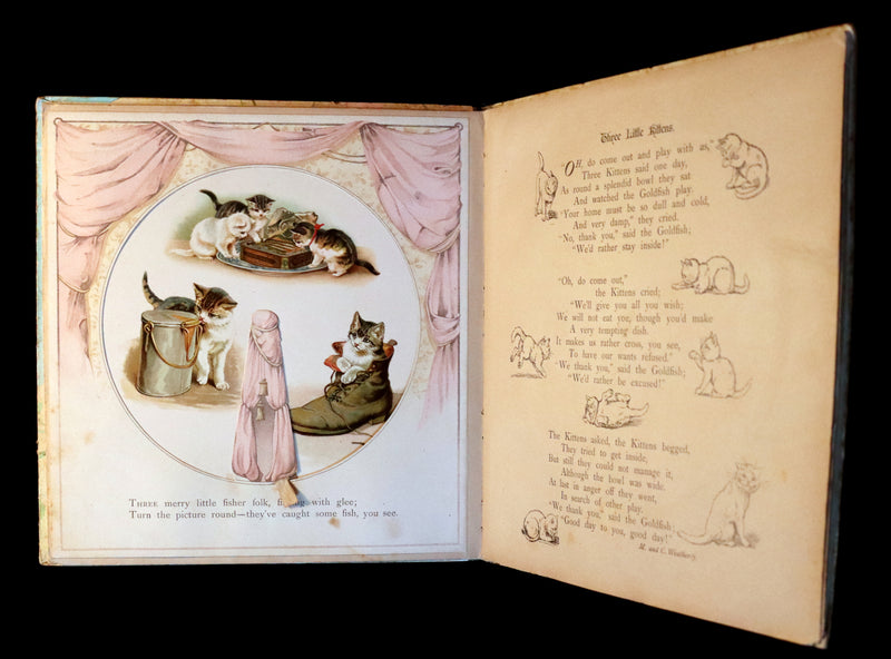 1896 Scarce Nister Revolving Toy Book - IN WONDERLAND with 8 chromolithographed volvelles.