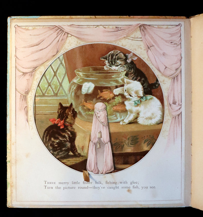 1896 Scarce Nister Revolving Toy Book - IN WONDERLAND with 8 chromolithographed volvelles.