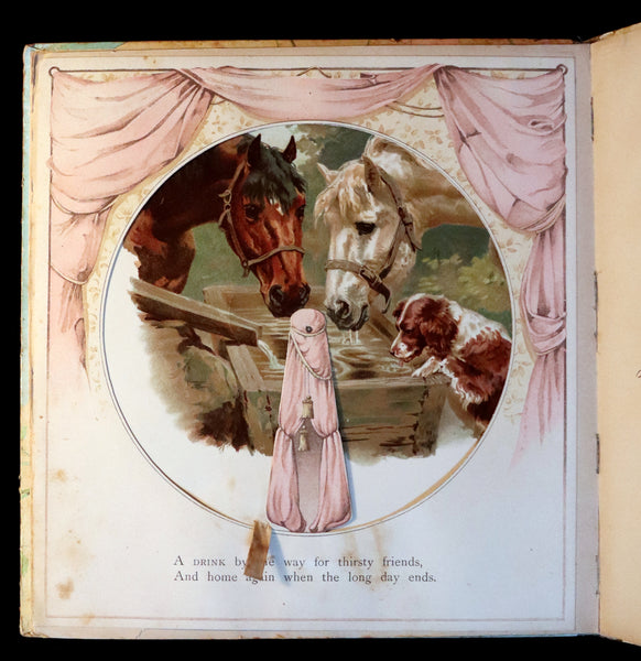 1896 Scarce Nister Revolving Toy Book - IN WONDERLAND with 8 chromolithographed volvelles.