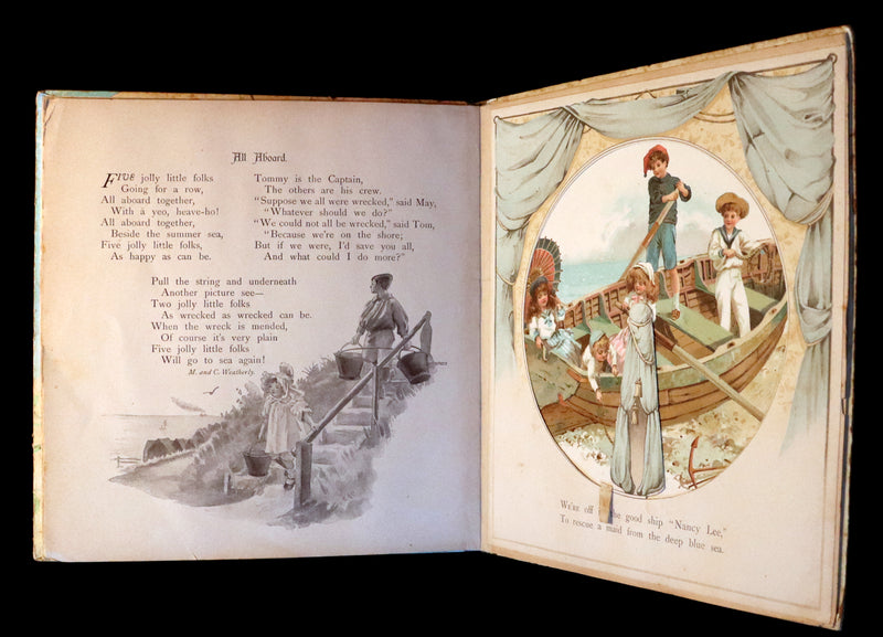 1896 Scarce Nister Revolving Toy Book - IN WONDERLAND with 8 chromolithographed volvelles.