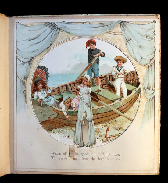 1896 Scarce Nister Revolving Toy Book - IN WONDERLAND with 8 chromolithographed volvelles.