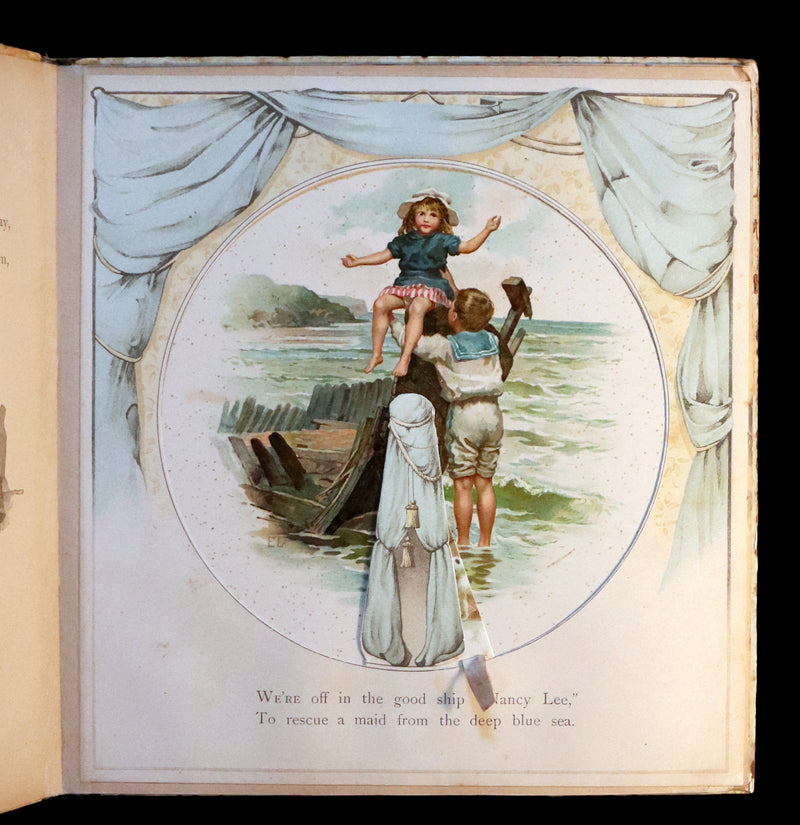 1896 Scarce Nister Revolving Toy Book - IN WONDERLAND with 8 chromolithographed volvelles.
