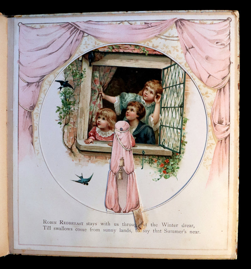 1896 Scarce Nister Revolving Toy Book - IN WONDERLAND with 8 chromolithographed volvelles.