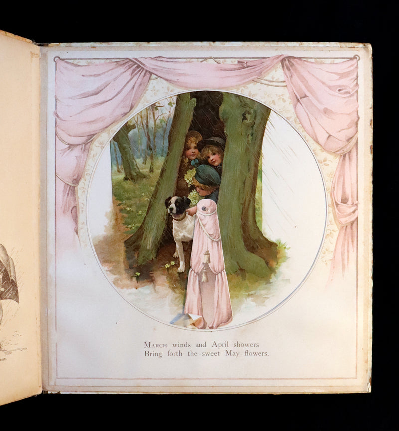 1896 Scarce Nister Revolving Toy Book - IN WONDERLAND with 8 chromolithographed volvelles.