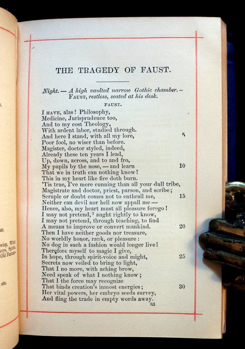 1890 Rare Victorian Book - FAUST A Tragedy in two parts by Goethe. Illustrated.