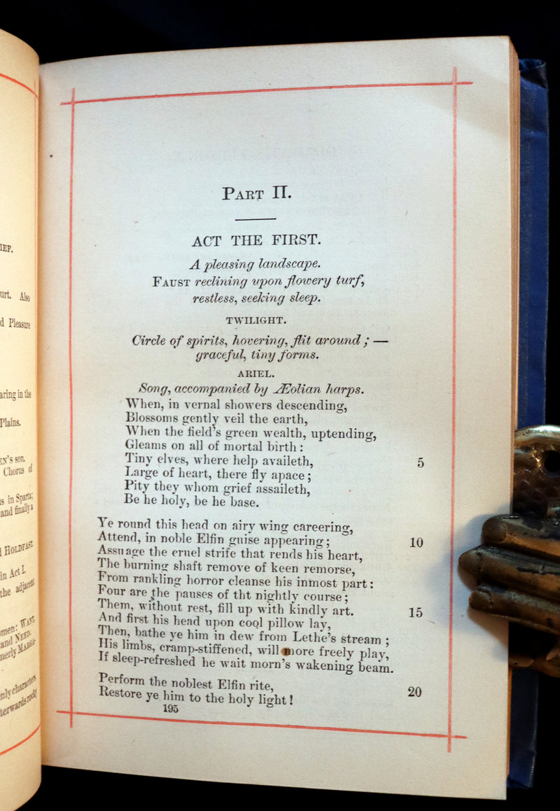1890 Rare Victorian Book - FAUST A Tragedy in two parts by Goethe. Illustrated.