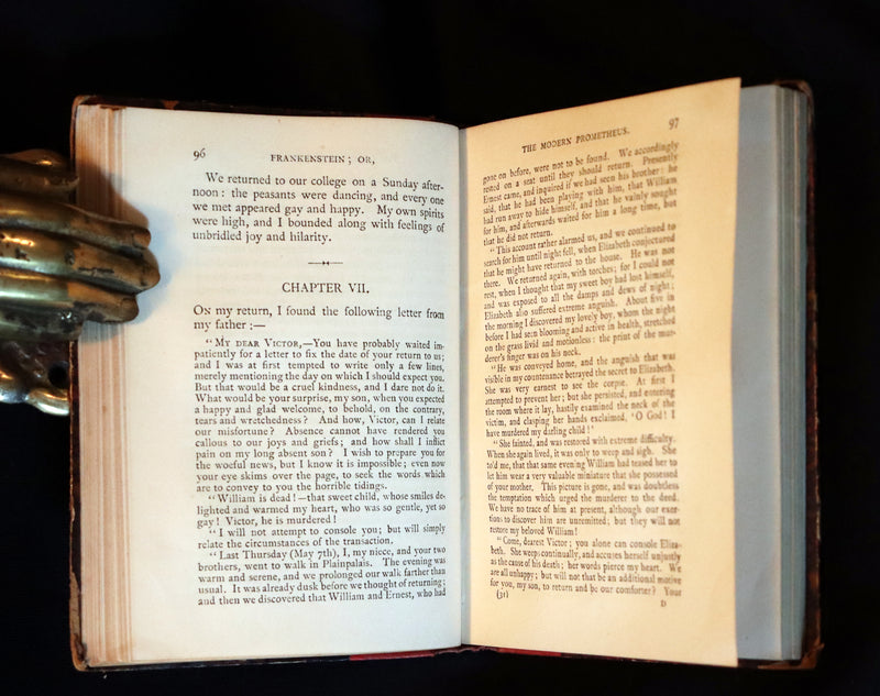 1888 Rare Victorian Book - FRANKENSTEIN or The Modern Prometheus by Mary Shelley.