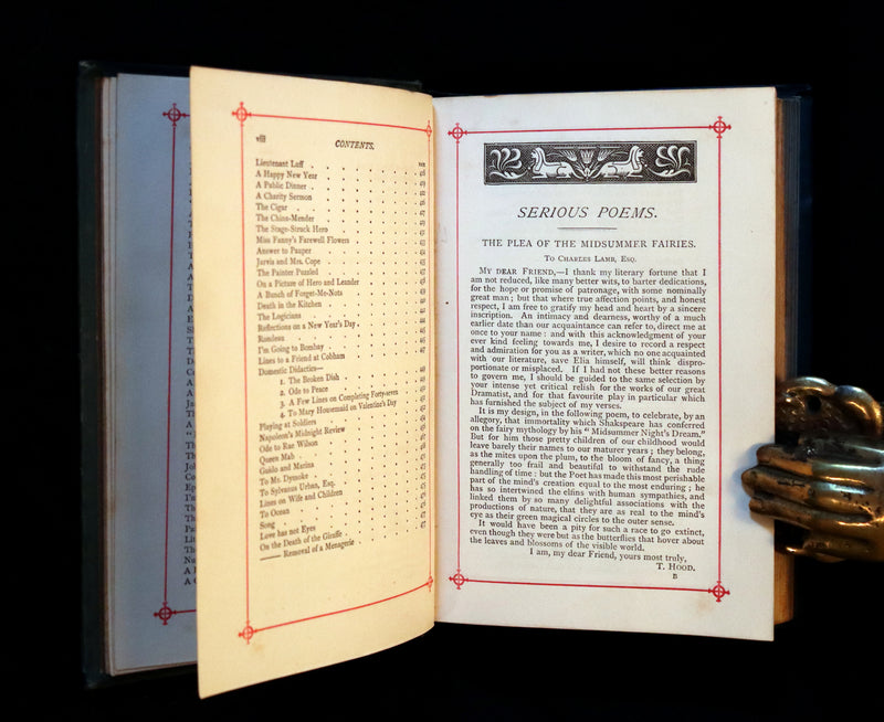 1880 Rare Victorian Book - POEMS by THOMAS HOOD with Illustrations by William Small.