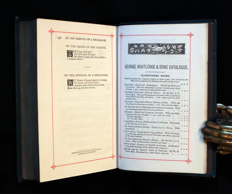 1880 Rare Victorian Book - POEMS by THOMAS HOOD with Illustrations by William Small.