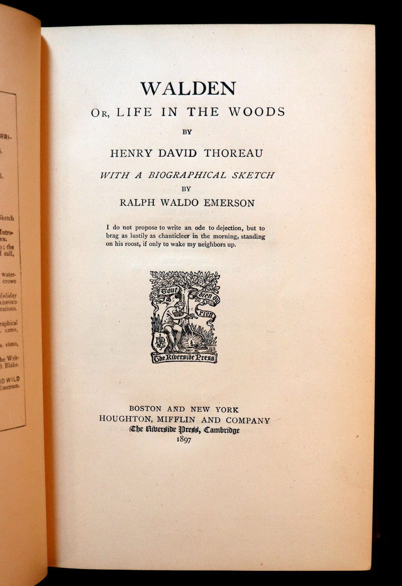 1897 Rare Book - WALDEN or, Life in the Woods by Henry David Thoreau.
