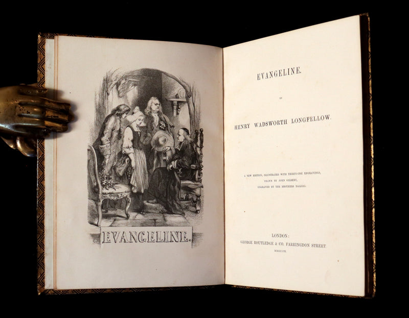 1856 Rare Victorian Book - EVANGELINE - A tale of Acadie by Henry Wadsworth Longfellow. Illustrated.