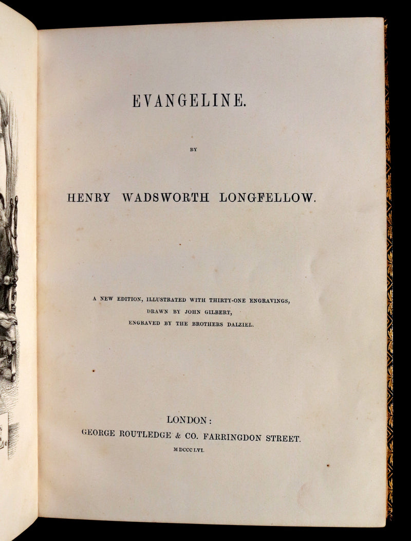 1856 Rare Victorian Book - EVANGELINE - A tale of Acadie by Henry Wadsworth Longfellow. Illustrated.