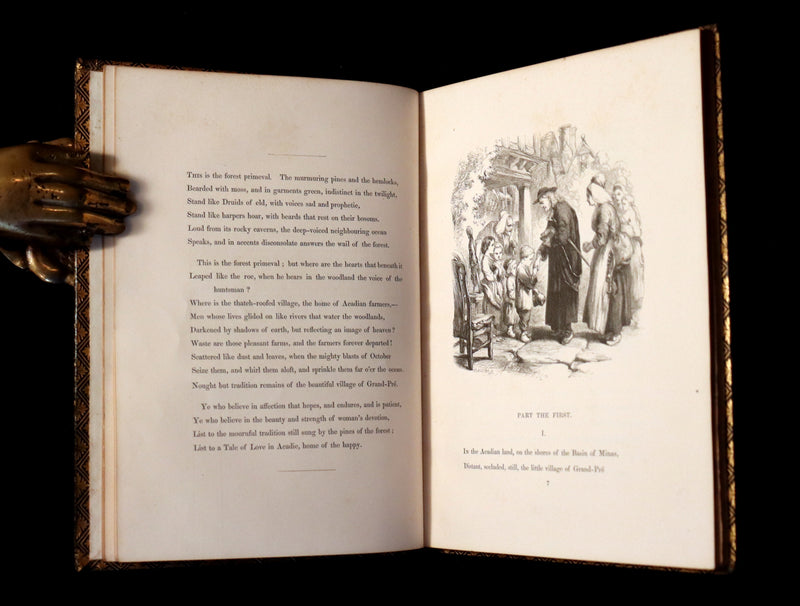 1856 Rare Victorian Book - EVANGELINE - A tale of Acadie by Henry Wadsworth Longfellow. Illustrated.