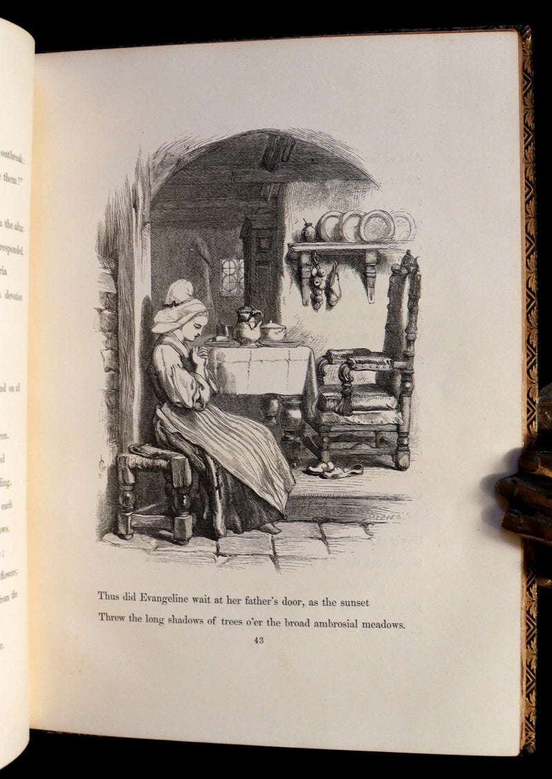 1856 Rare Victorian Book - EVANGELINE - A tale of Acadie by Henry Wadsworth Longfellow. Illustrated.