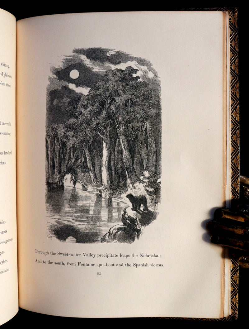 1856 Rare Victorian Book - EVANGELINE - A tale of Acadie by Henry Wadsworth Longfellow. Illustrated.