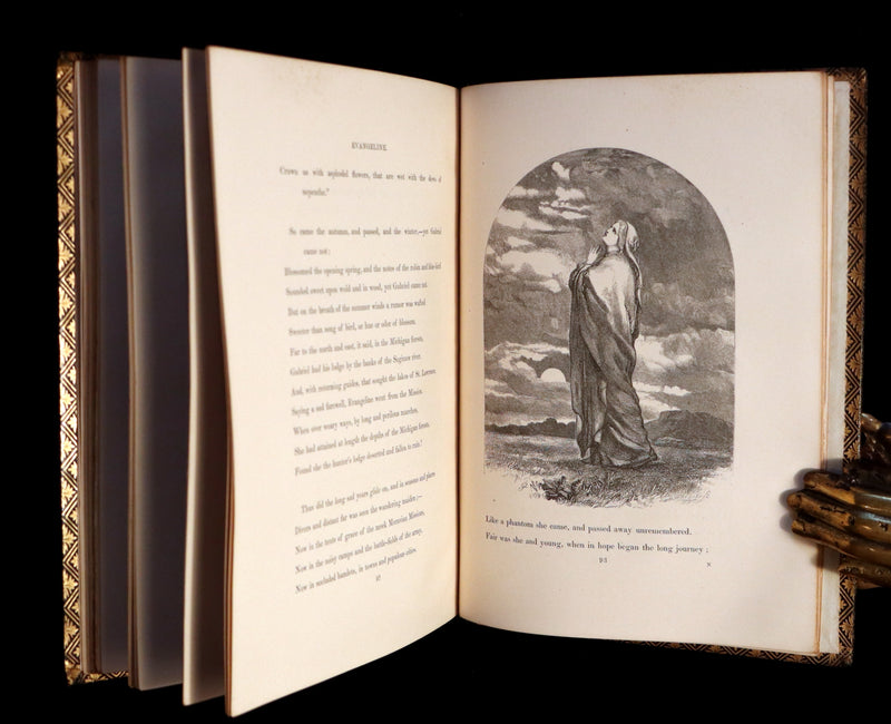 1856 Rare Victorian Book - EVANGELINE - A tale of Acadie by Henry Wadsworth Longfellow. Illustrated.