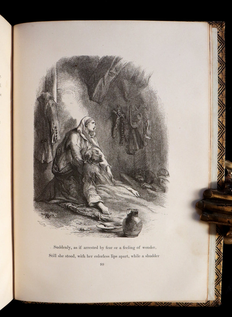 1856 Rare Victorian Book - EVANGELINE - A tale of Acadie by Henry Wadsworth Longfellow. Illustrated.