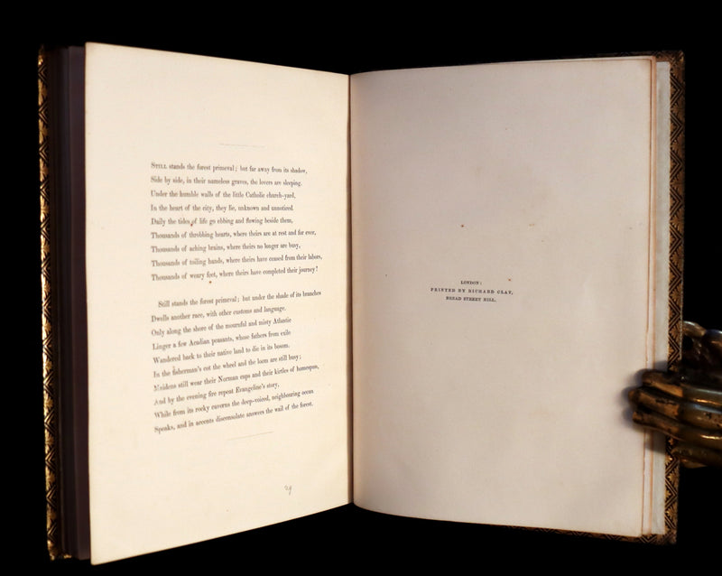 1856 Rare Victorian Book - EVANGELINE - A tale of Acadie by Henry Wadsworth Longfellow. Illustrated.