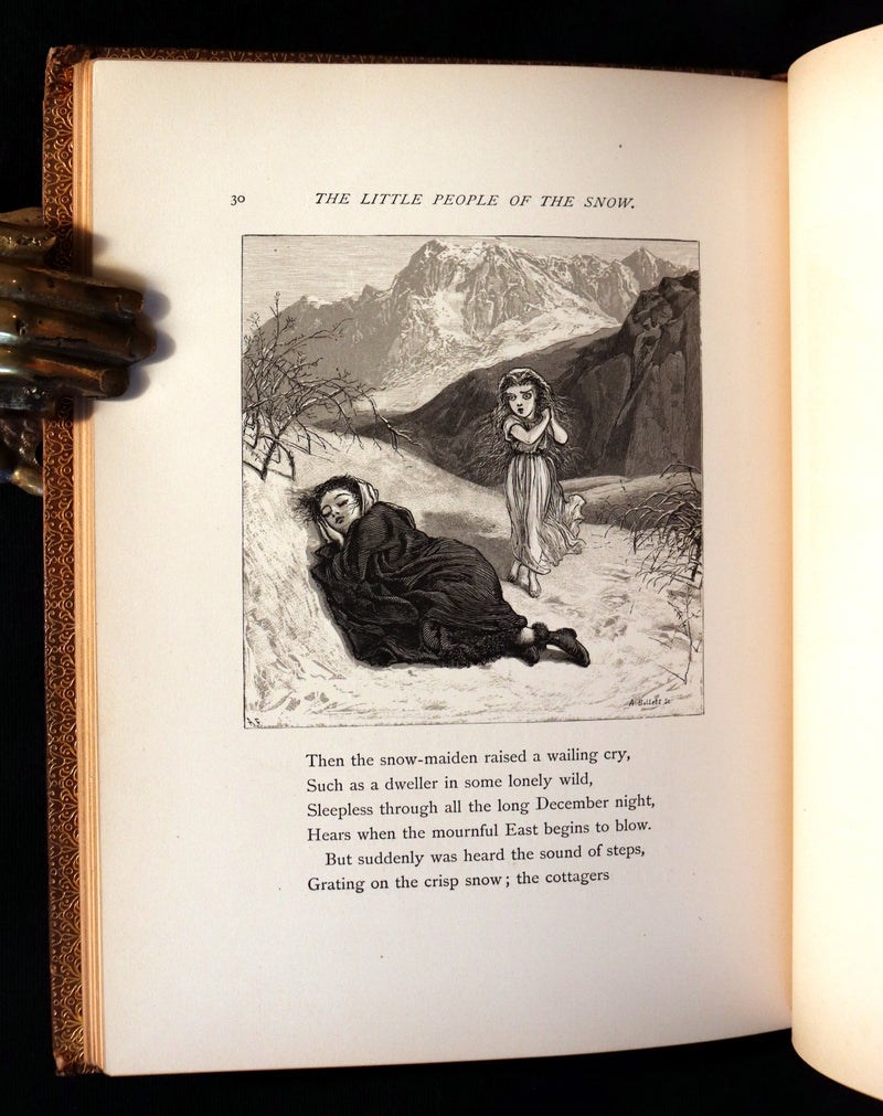 1873 Rare Romantic 1st Edition - The Little People of the Snow by William Cullen Bryant.