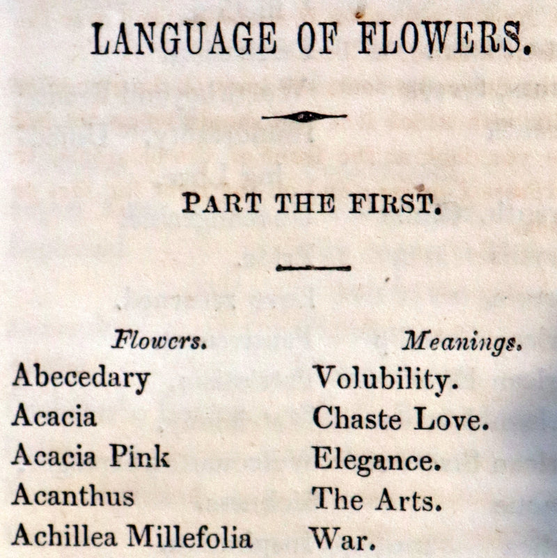 1852 Rare small Floriography Book ~ The Language of Flowers.