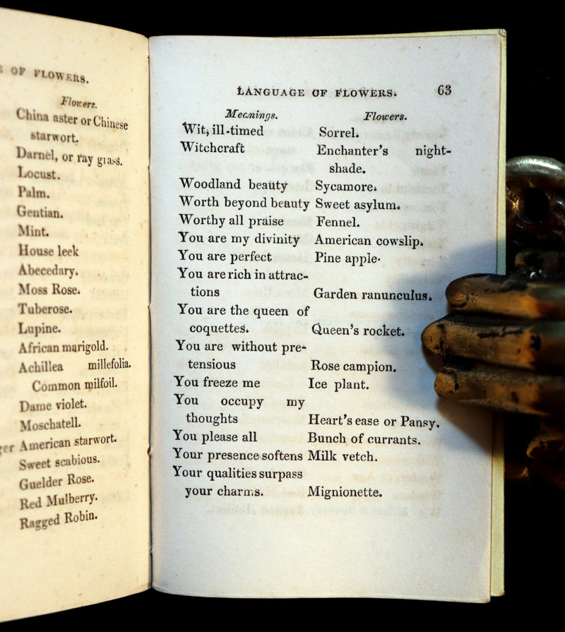 1852 Rare small Floriography Book ~ The Language of Flowers.