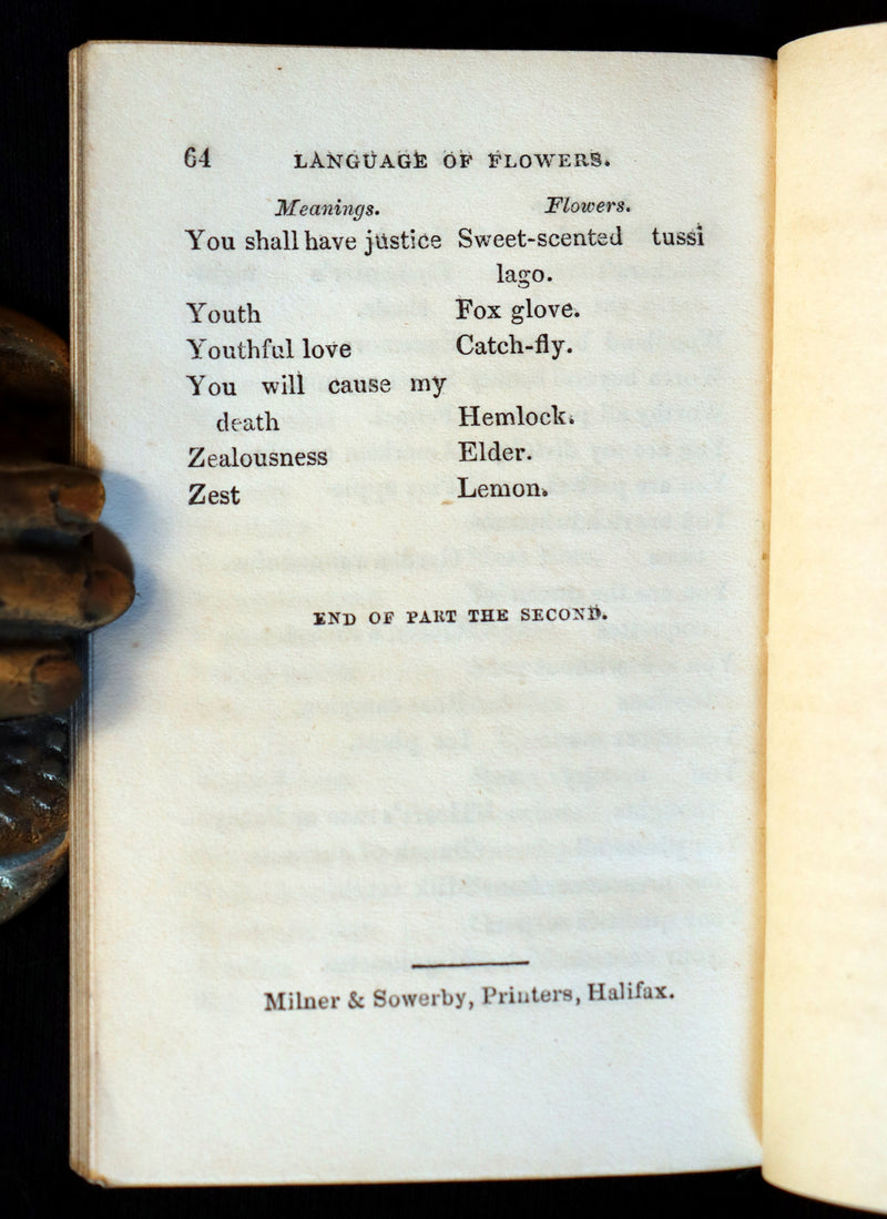 1852 Rare small Floriography Book ~ The Language of Flowers.