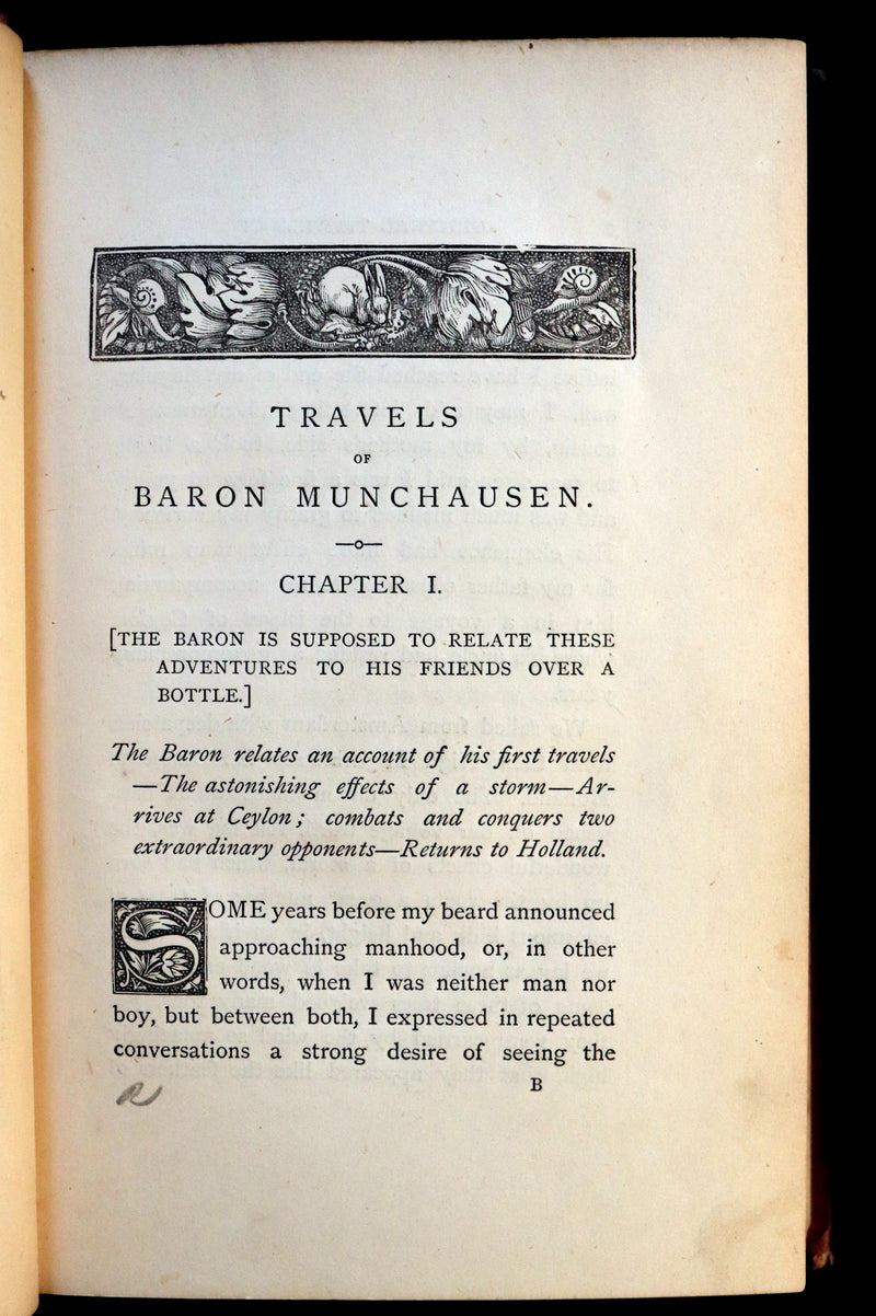 1867 Rare First Edition - The Travels and Surprising Adventures of Baron MUNCHAUSEN. Illustrated by Cruikshank.